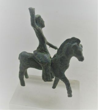 British Found Ancient Celtic Bronze Horse And Rider Figurine 100bc