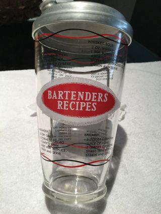 Vintage Bartenders Recipes Professional Cocktails Mixer Shaker Glass With Lid