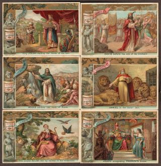 Liebig S - 160 " Bible Scenes Iv " Full Set Of 6 Vintage Trade Cards 1883 English