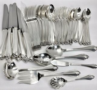 Oneida KING JAMES Silver Plate 1881 Rogers 66pc Service for 12 Flatware,  Chest 3