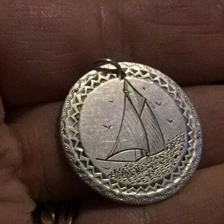 Victorian Love Token Silver Engraved Ship Sailing Coin Charm