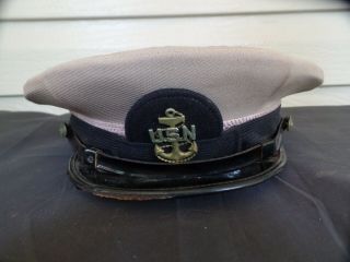 Post Ww2 United States Us Navy Chief Petty Officer Visor Hat.  Bancroft 