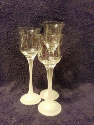 Partylite Iced Crystal Trio Frosted Votive Tealight Stemmed Candle Holders Set