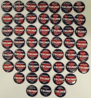 2016 Donald Trump Complete Set Of 50 U.  S.  State Campaign Buttons