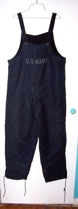 Early Ww Ii U.  S Navy Blue Canvas Deck Pants Size Medium (usn)