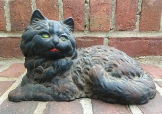 Vintage Hubley Cast Iron Black Kitty Cat Door Stop 4 Lbs 14.  9 Ozs