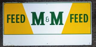 Rare Vintage " M & M " Feed Dealer Sign.  Wow