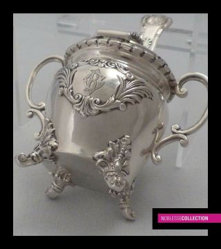 GORGEOUS ANTIQUE 1880s FRENCH STERLING SILVER MUSTARD POT & SPOON Regency st. 2