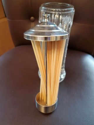 Antique Soda Fountain Straw Dispenser / Zipper Pattern / / Depression Glass 3