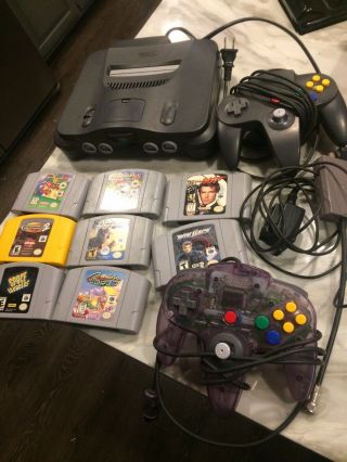 Vintage Nintendo 64 Console With Mario Kart,  Atomic Purple Controller & More - Htf