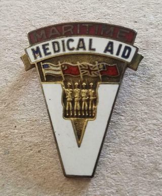 Ww2 Era Maritime Medical Aid " V For Victory " Allied Flags Usa,  Russia,  China Pin
