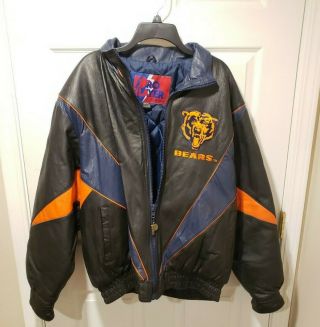 Pro Player Chicago Bears Vintage Leather Jacket - Size Xl - Pre Owned