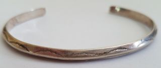 Vintage Old Pawn Navajo Sterling Silver Hand Stamped Cuff Bracelet