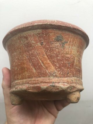 Solid Painted Pre Columbian Pottery Bowl Mayan Mexico