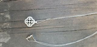 18 k white gold and diamond.  pendant necklace 16 inch.  3 carat. 2