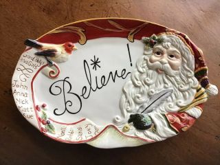 Fitz and Floyd Regal Holiday Sentiment Tray Platter Santa Believe EUC 2