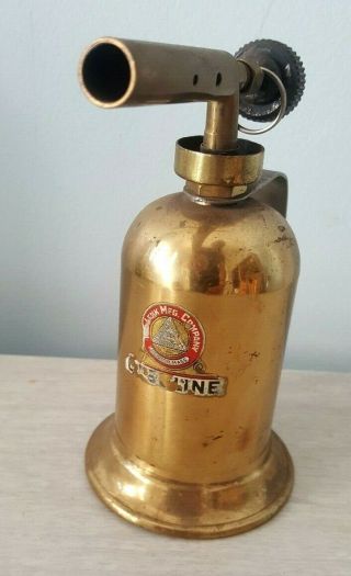 Vintage Lenk Mfg.  Co.  Brass Gasoline Blow Torch Small Steampunk,  Newton,  Mass.
