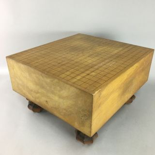 Japanese Wood Go Board Table Game Vtg Goban Leg Heso Igo 19x19 Grid Gb27