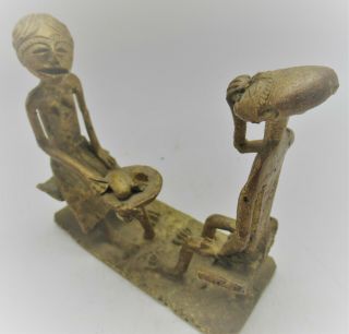 Unusual Old Near Eastern Bronze Statuette Of Two Figures Needs Further Research