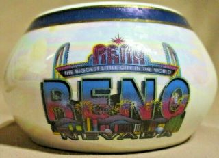 Reno Nevada The Biggest Little City In The World Trinket Bowl 2 " Tall 3 1/2 " Wid