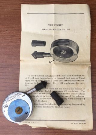Vintage Brown & Sharpe No.  746 Vest Pocket Speed Indicator W/ Box