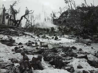 WW2 Photo USMC Marine 1st Division Pinned Down On D - Day Peleliu 1944 2