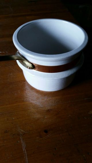 Antique Copper Ceramic Insert For Double Boiler Pot Copper Band Brass Handle /fr