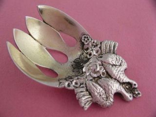 Unusual Rare Sterling Tiffany & Co Scallop Eating Fork W/ Birds & Florals 674