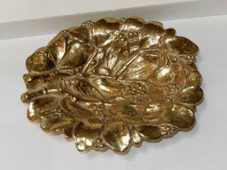 1962 Vintage 2 Lb - 4 Oz Virginia Metalcrafters Solid Brass Leaf Coin Dish