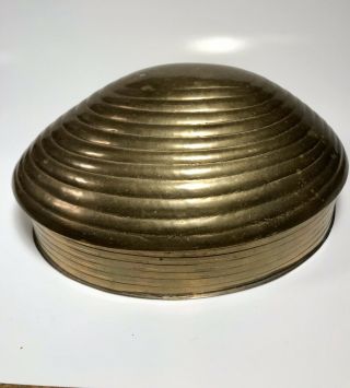 Vintage Brass Clam Sea Shell Jewelry Trinket Box 5 3/4” Hinged Lid India Vanity