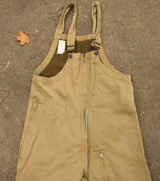Wwii Army Tanker Bibs,  Trousers,  Combat,  Winter 2nd Pattern Size Sm Good Cond