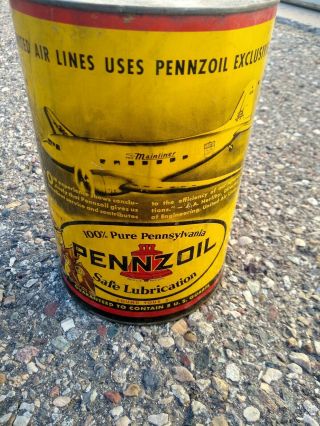Vintage 1940s Old Pennzoil 5 Quart Oil Can Owls Airplane Areo Aircraft Aviation