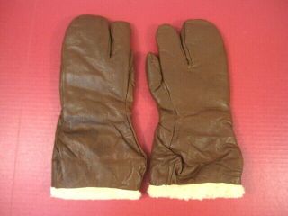 Wwii Us Aaf Army Air Force Type A - 9 Wool Lined Mittens Gloves W/trigger Finger
