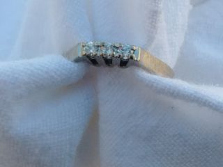Vintage Antique Brushed Solid 14k White Gold Diamond Wedding Ring Band Sz 4 1/4
