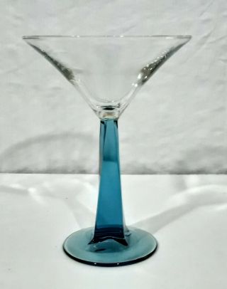Bombay Sapphire Martini Glass Blue Twist Stem Unmarked