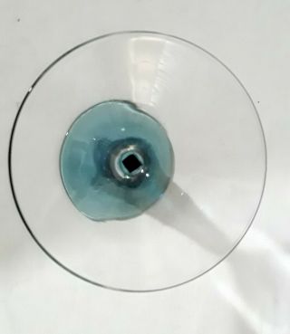 BOMBAY SAPPHIRE Martini Glass Blue Twist Stem Unmarked 2