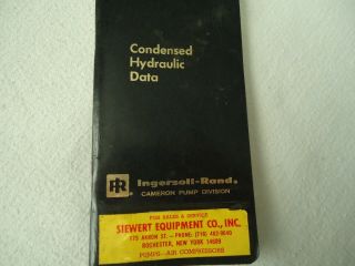 Ingersoll - Rand Pump Division Condensed Hydraulic Water Data Handy Reference Book