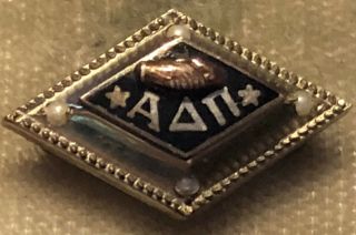 10k White Gold Alpha Delta Pi Sorority Pin - Fully Engraved - Zeta Mu