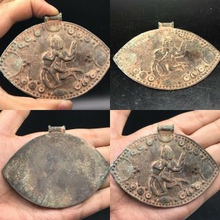 Ancient Wonderful Rare Antique Old Bronze Pendant With Lovely Fiqure Sai96