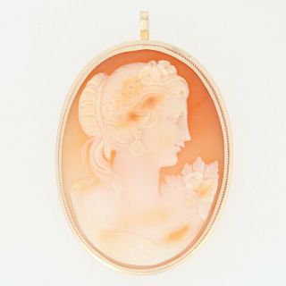 Carved Shell Vintage Cameo Brooch/pendant - 14k Yellow Gold Silhouette Pin