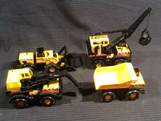 (4) Tonka Mighty 4 " Diecast Toy - Excavator Crane Digger Dump Truck Front Loader