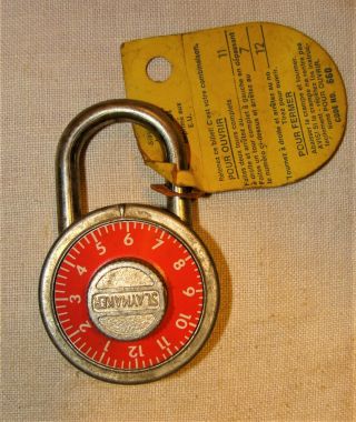 Vintage Slaymaker Red Dial Combination Padlock Combination Paper