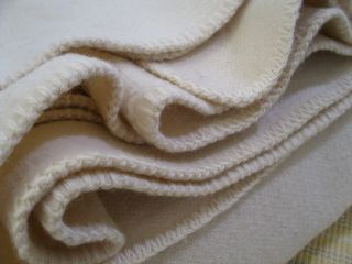Ralph Lauren 100 Cream Wool King Size Blanket Vintage Made in USA 108 