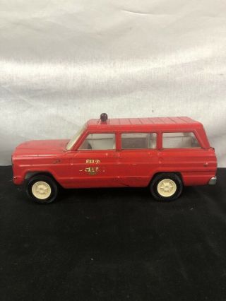 Vintage Pressed Steel TONKA FIRE CHIEF Jeep Wagoneer Rescue Truck Circa 1960 ' s 3