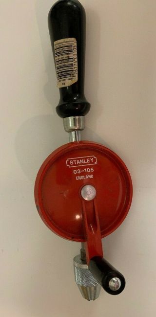 Vtg Stanley England Egg Beater Style Hand Drill Model 03 - 105 Red