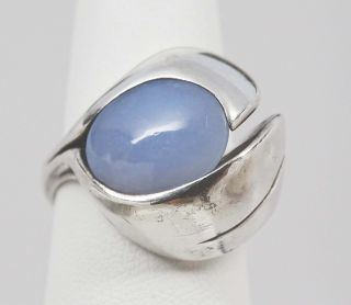 Antique Arts & Crafts Sterling Silver & Blue Moonstone Ring Size 7