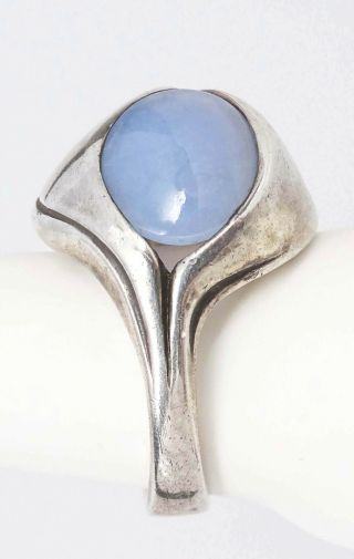 Antique Arts & Crafts Sterling Silver & Blue Moonstone Ring Size 7 2