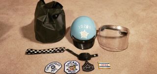 Vintage Chicago Police Helmet And Patches