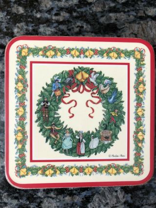 Box Of 6 Vintage Pimpernel 12 Days Of Christmas Acrylic Coasters