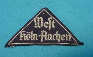 Wwii German Bdm Girls Youth District Triangle Patch – West Koln - Aachen